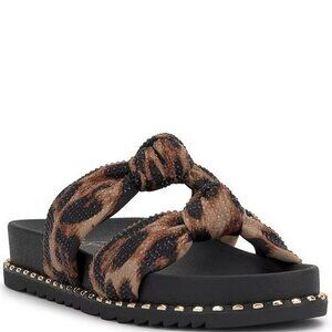 Jessica Simpson Caralyna Leopard Rhinestone Knotted Chunky Sandals - Size: 8